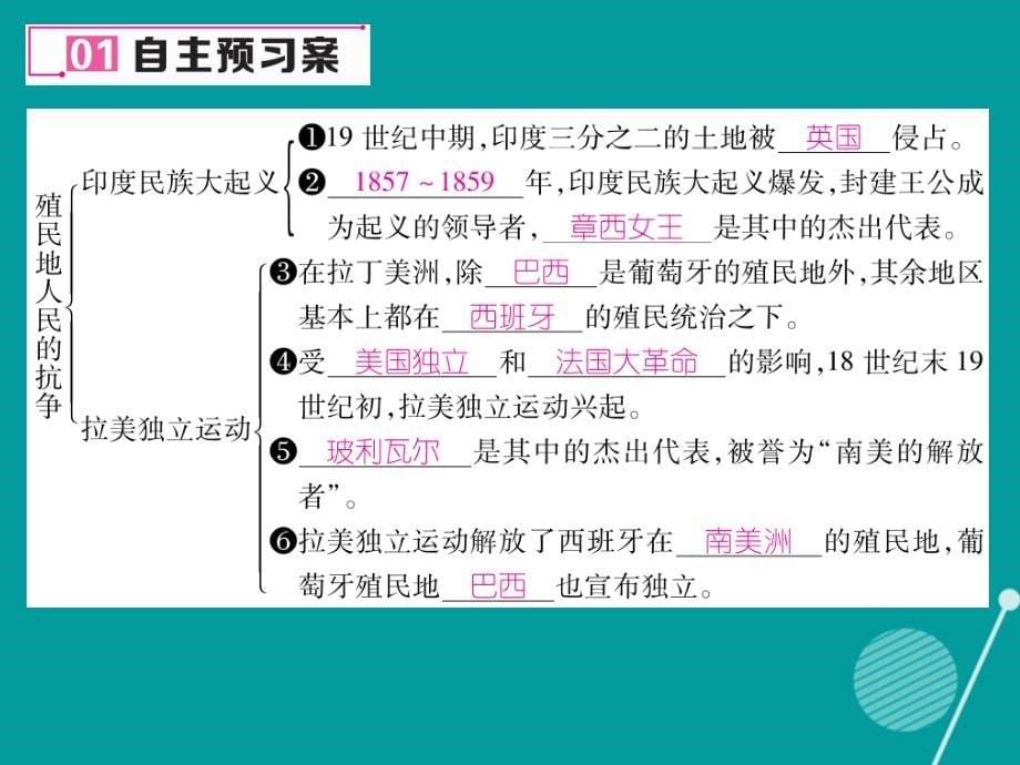 2018年秋九年级历史上册 第16课 殖民地人民的抗争作业课件 新人教版_第5页