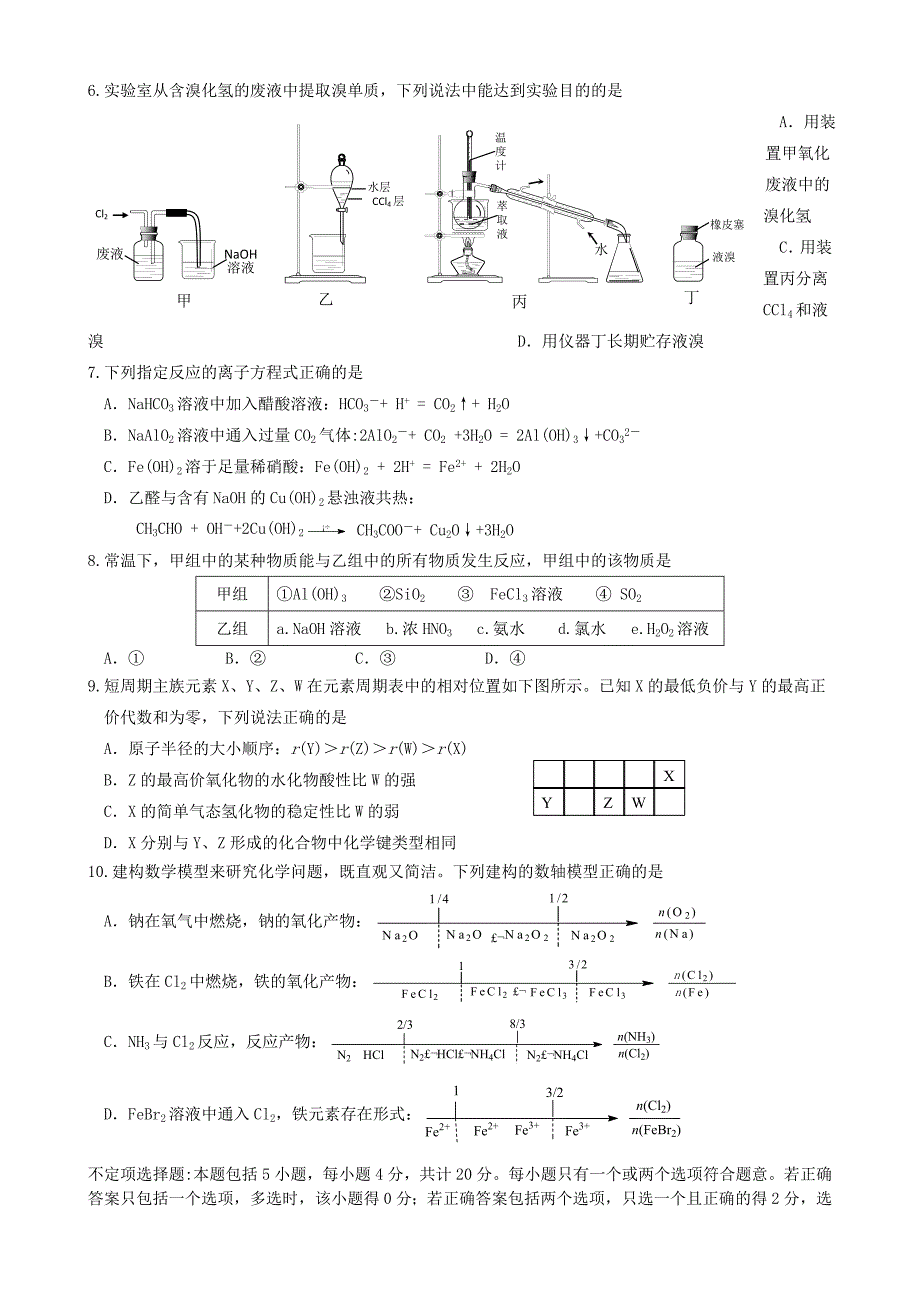 江苏省盐城市2015届高三化学上学期期中试题新人教版_第2页