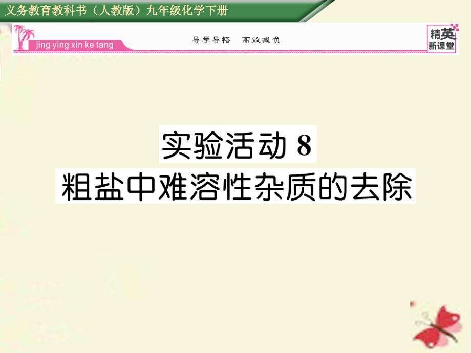 2018春九年级化学下册 第11单元 盐 化肥 实验活动8 粗盐中难溶性杂质的去除课件 （新版）新人教版(2)_第1页