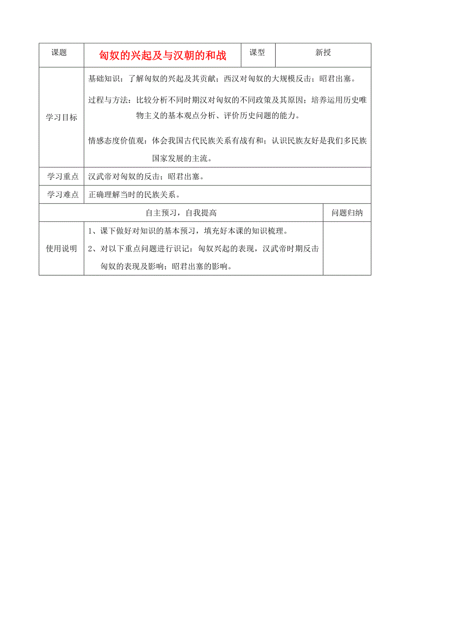 山东省潍坊市初中历史 第十四课《汉与匈奴和与战》导学案_第1页