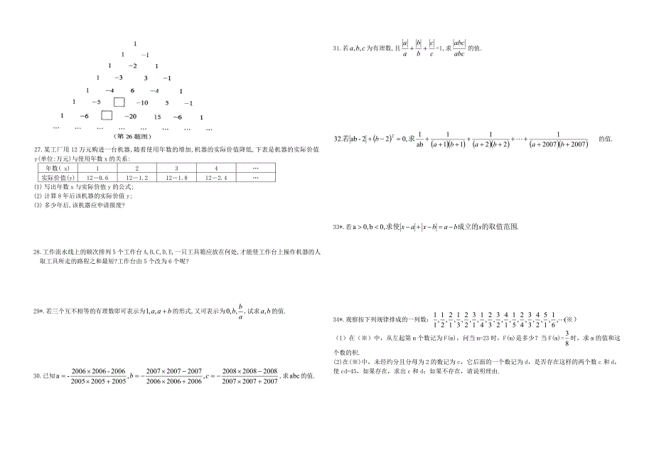 七年级数学上册 学滚动训练（1） 人教新课标版_第2页