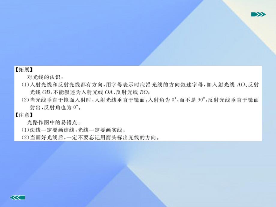 2018年秋八年级物理上册 第4章 光现象 第2节 光的反射 第1课时 光的反射现象及定律（知识点）课件 （新版）新人教版_第3页