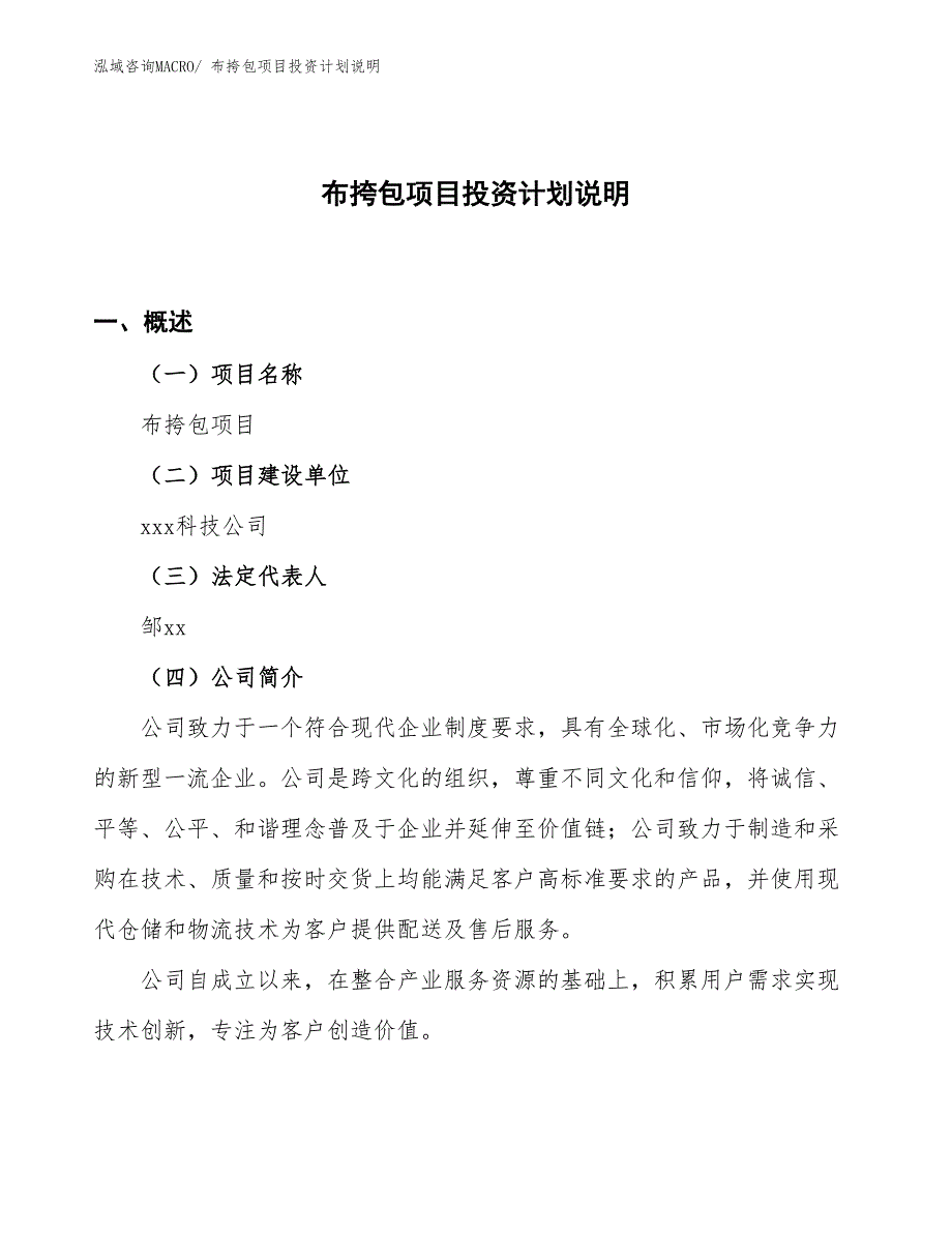 布挎包项目投资计划说明_第1页