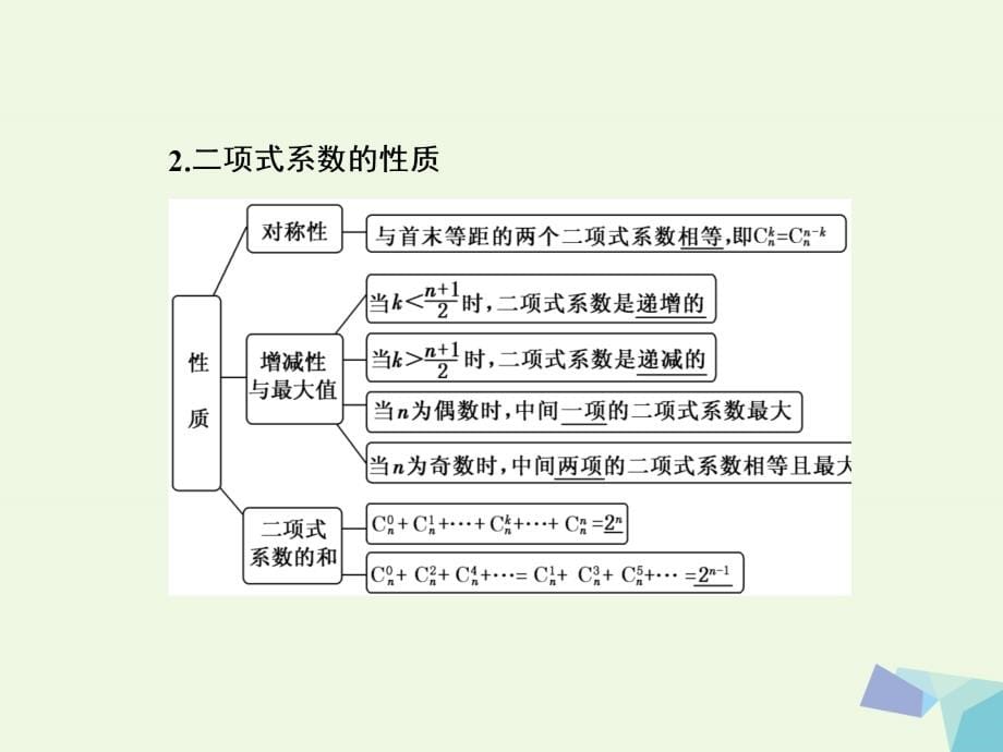 2018届高考数学一轮复习 第十一章 计数原理、概率、随机变量及其分布 第三节 二项式定理课件 理_第5页