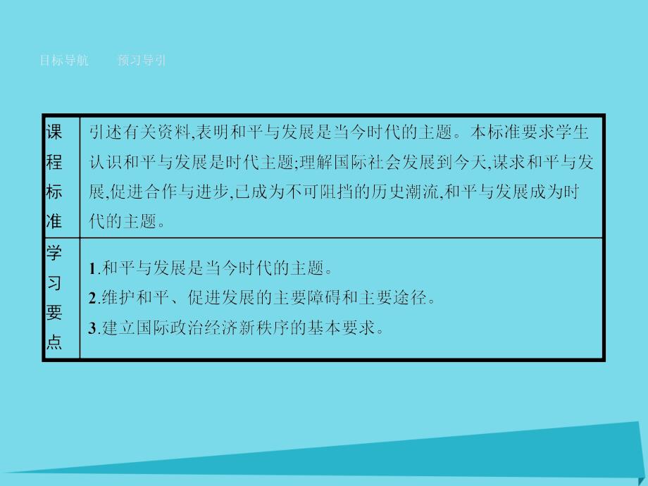 2017-2018学年高中政治 4.9.1和平与发展 时代的主题课件 新人教版必修2_第3页