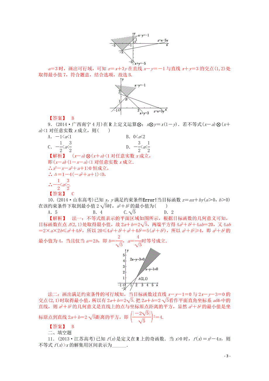 2015届高考数学二轮总复习 不等式与线性规划全新解题_第3页