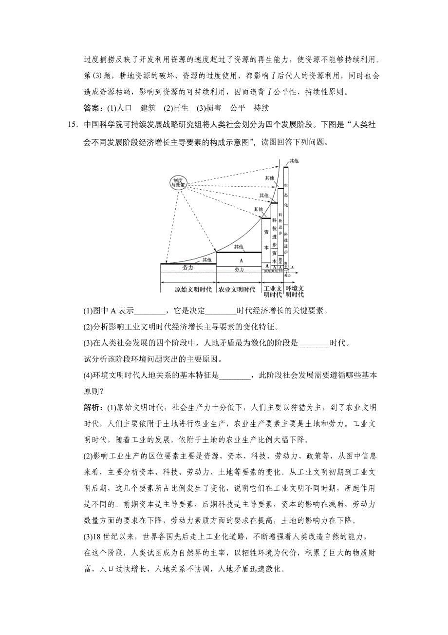 2011高三地理一轮复习训练 人地关系思想的演变及可持续发展的基本内涵_第5页