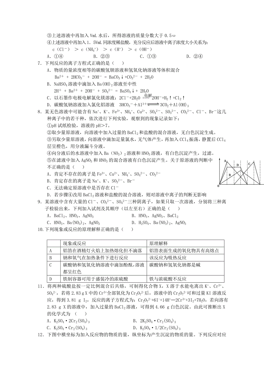 河南省镇平一高2012届高三化学第二次月考_第2页