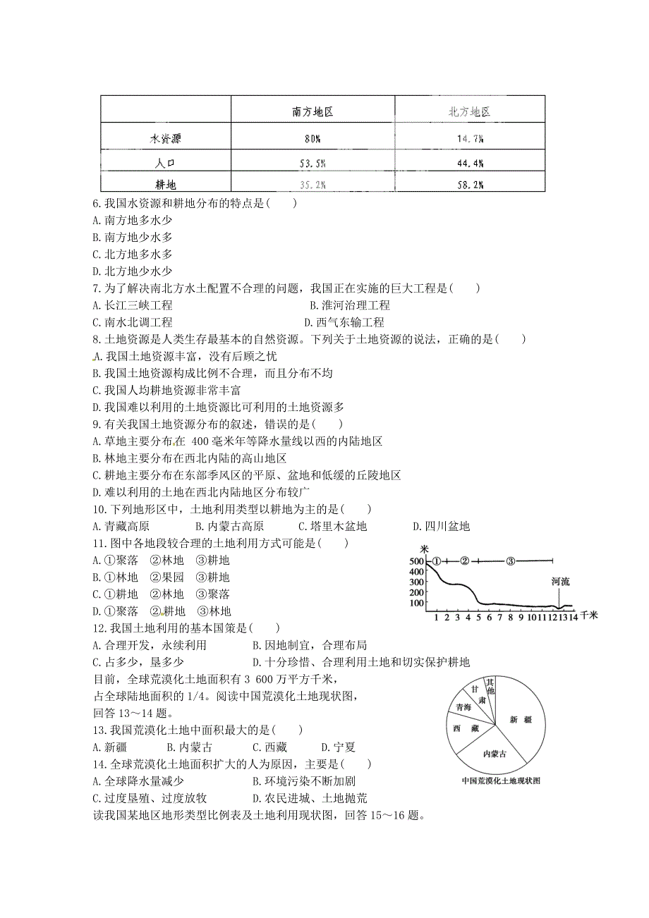 江苏省东台市头灶镇曹丿中学2014-2015学年八年级地理上学期第二次月考试题_第2页