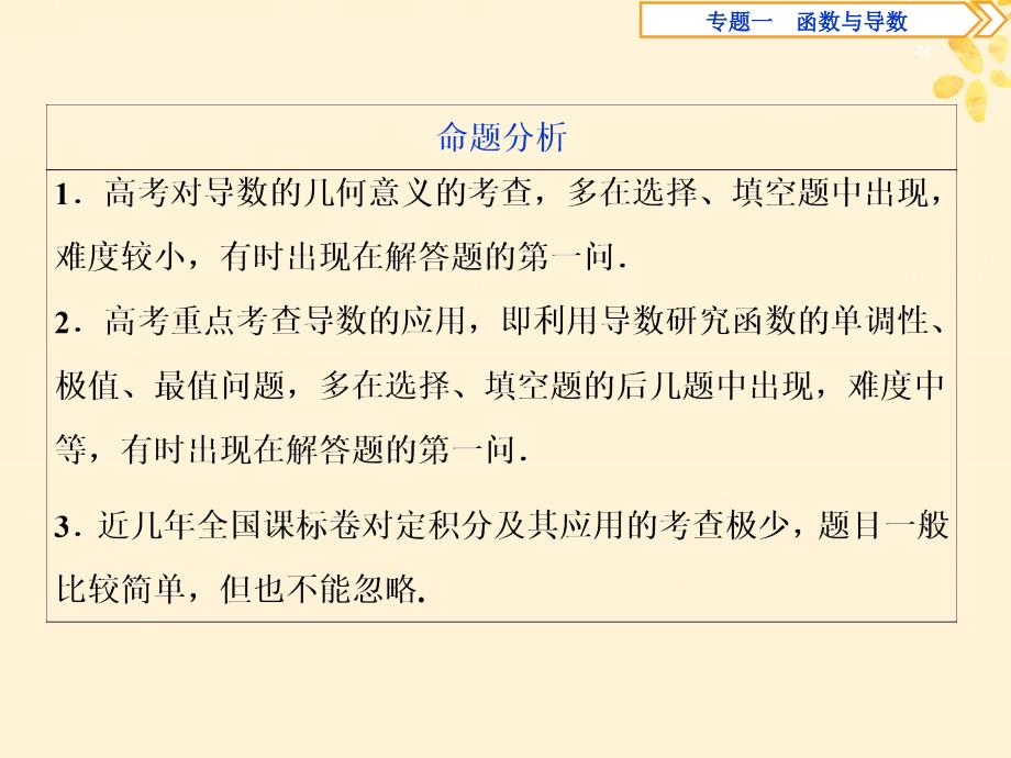 2019届高考数学二轮复习第二部分突破热点分层教学专项二专题一3第3讲导数的简单应用课件_第3页