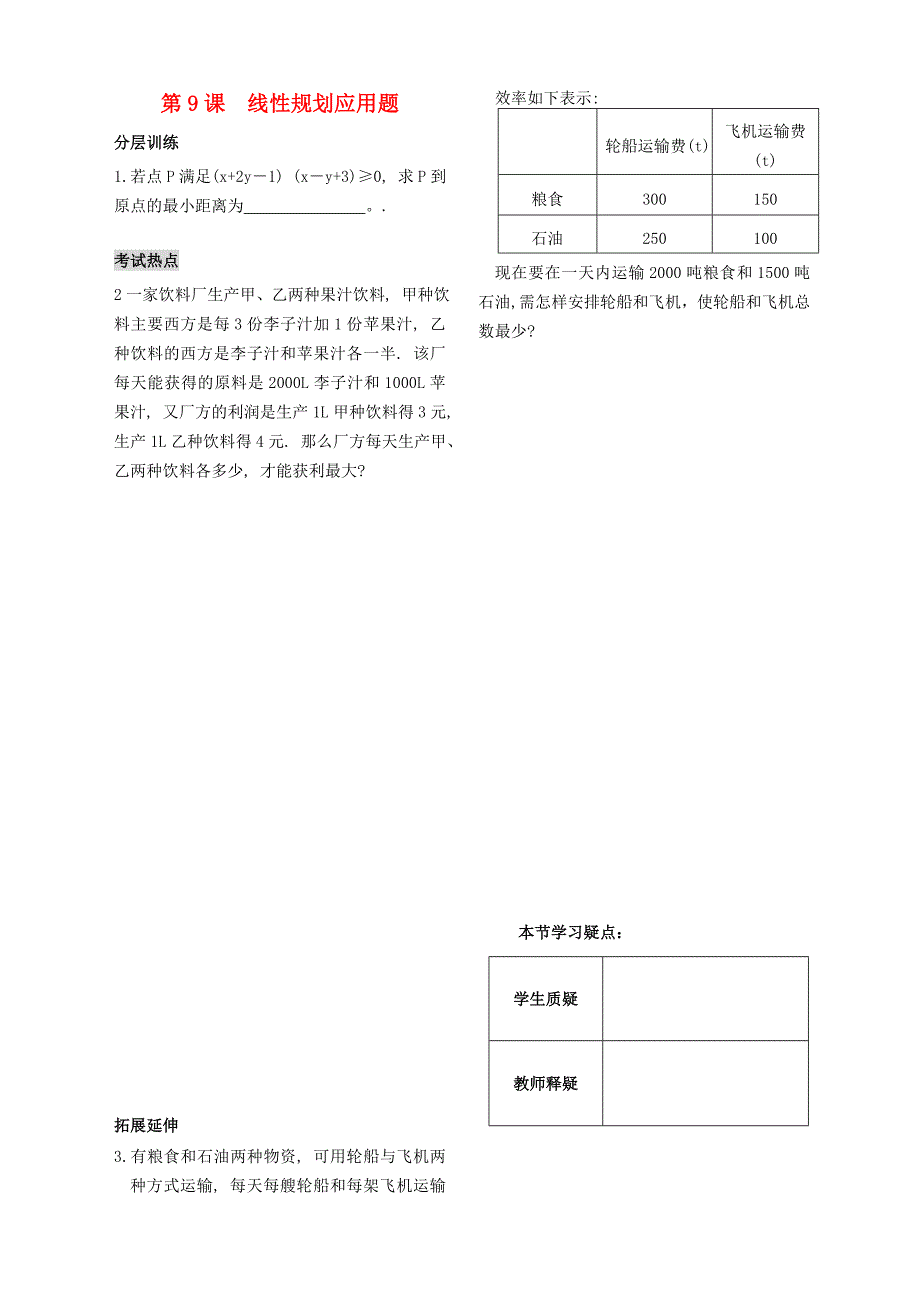 高中数学《线性规划应用题》同步练习 苏教版必修5_第1页