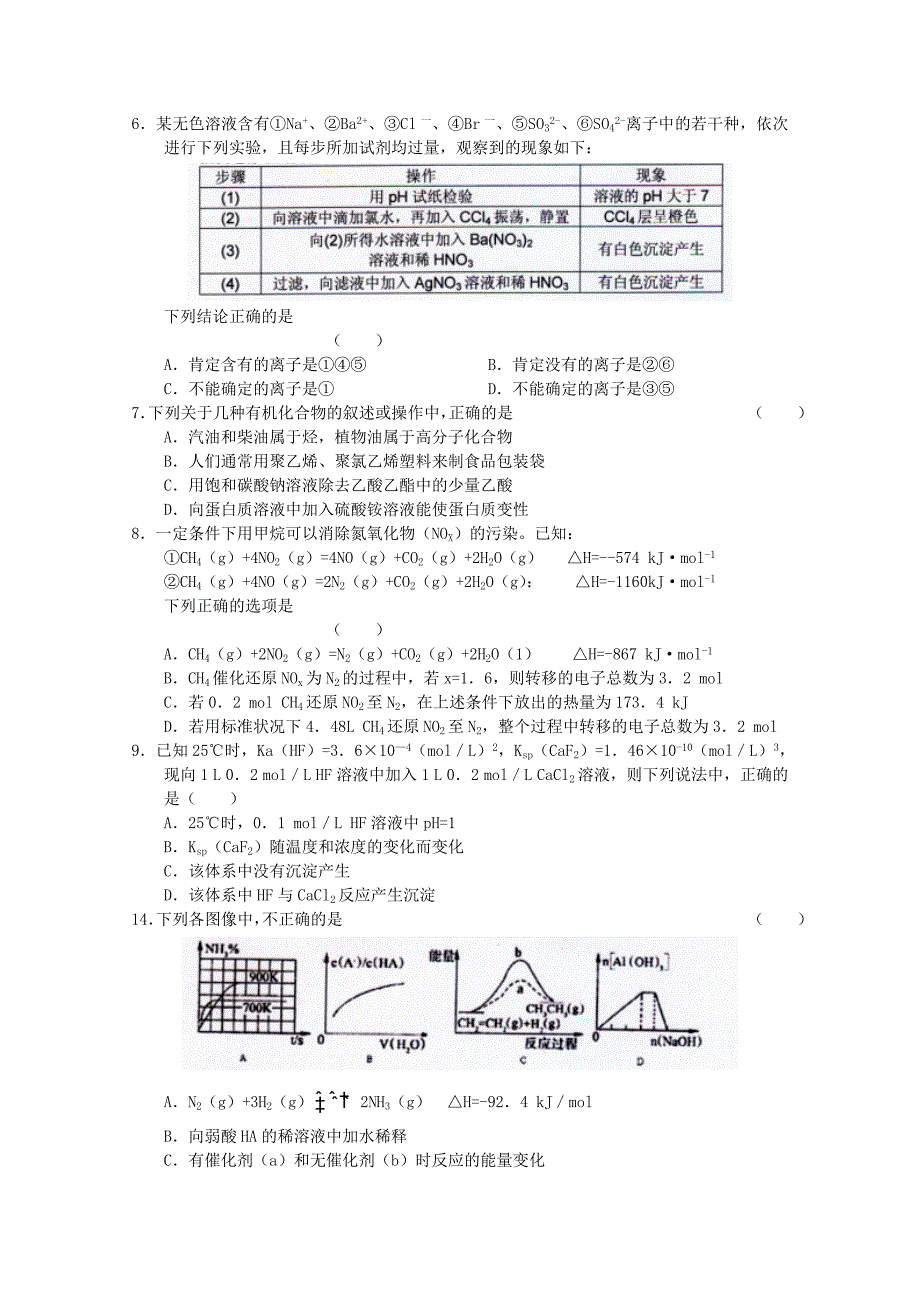 山东省青岛十九中2012届高三化学上学期模块检测试题_第2页