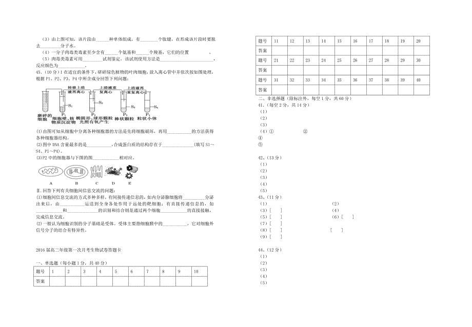 江西省2014-2015学年高二生物上学期第一次月考试题_第5页