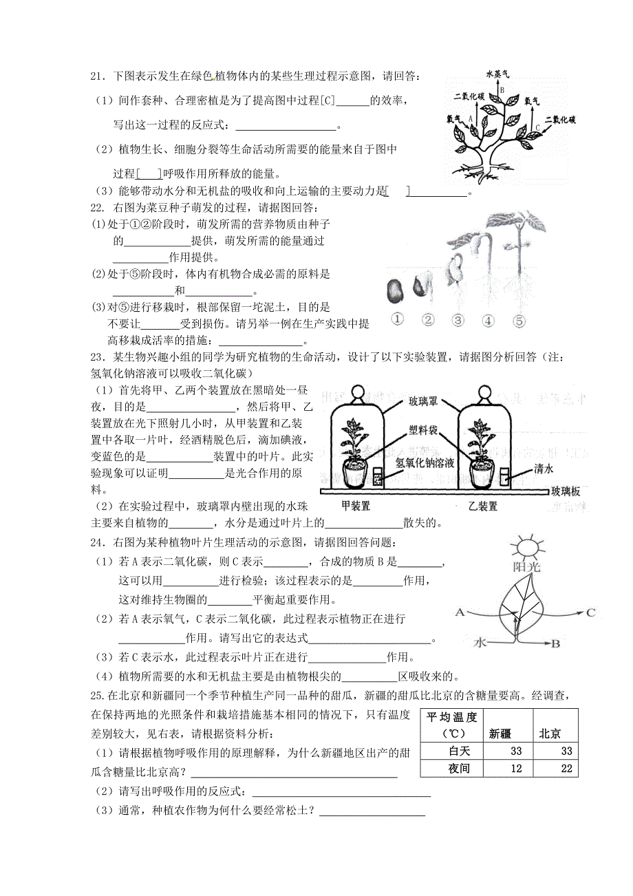 七年级生物上册 专项训练（无答案） 人教新课标版_第3页