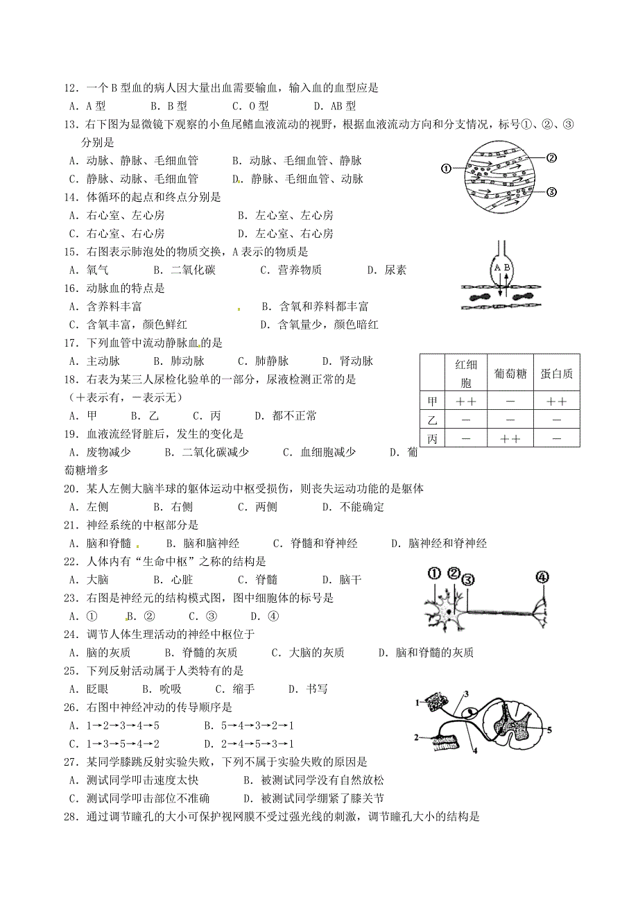 江苏省泰州市姜堰区2014-2015学年八年级生物上学期期中试题 苏教版_第2页