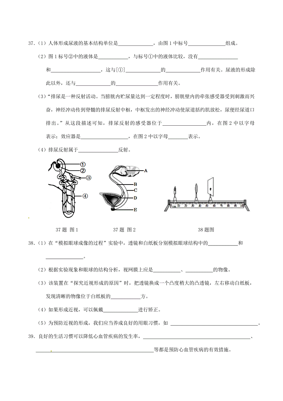 江苏省泰州市姜堰区2014-2015学年八年级生物上学期期中试题 苏教版_第4页