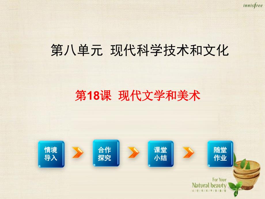 2018年春九年级历史下册 第18课 现代文学和美术课件2 新人教版_第1页