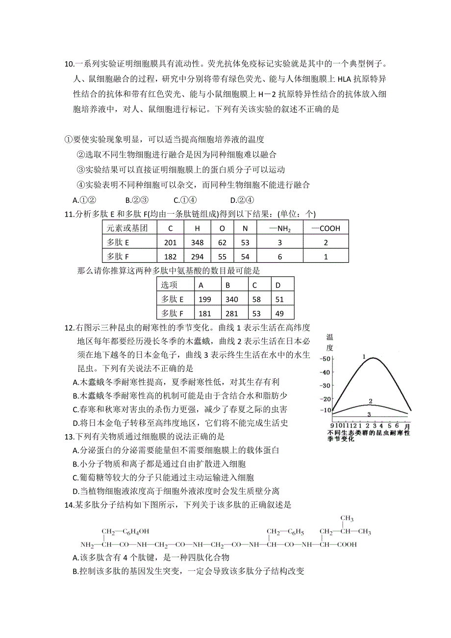 山东省汶上一中2012届高三生物10月月考试题_第3页