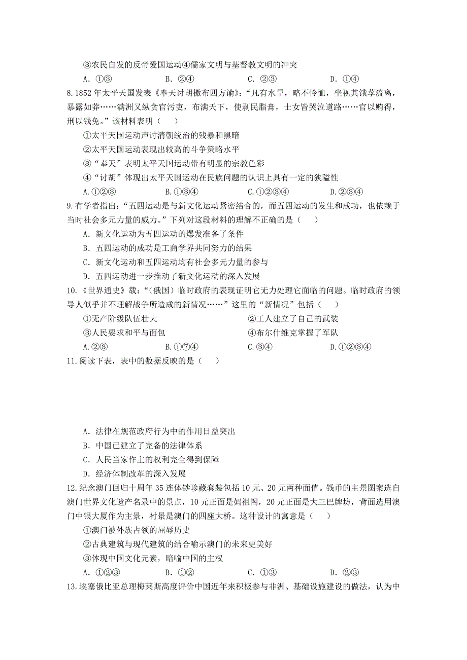 河南省镇平一高2012届高三历史第二次月考_第2页