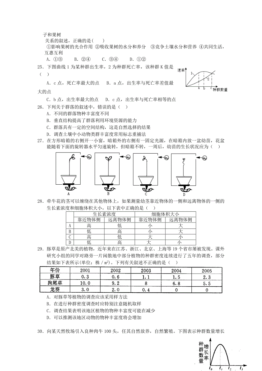 河南省鹤壁高中2011-2012学年高二生物第二次月考试题_第4页