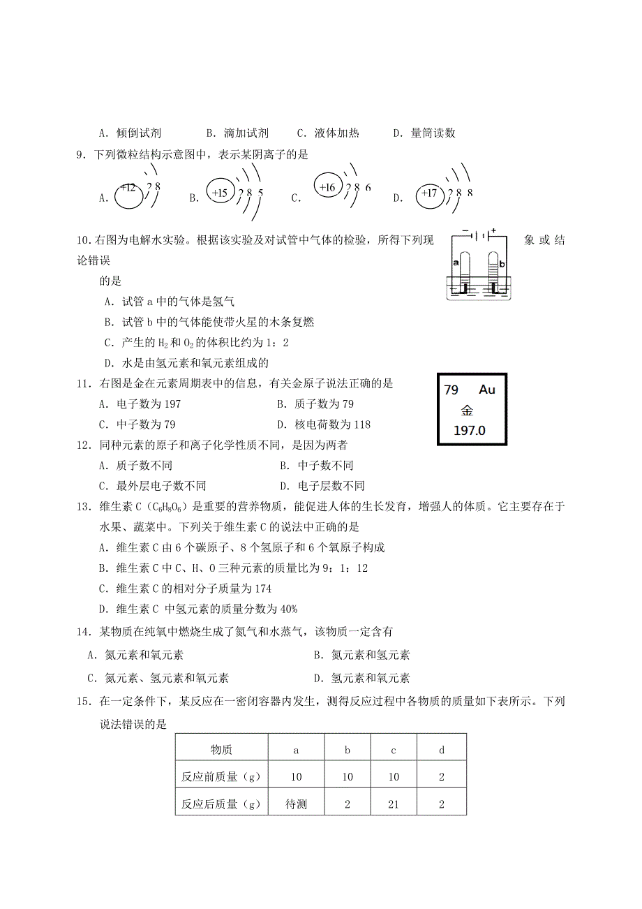 江苏省南京市高淳区2014-2015学年度九年级化学上学期期中质量调研检测试题 新人教版_第2页