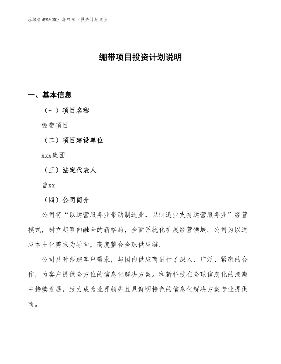 绷带项目投资计划说明_第1页