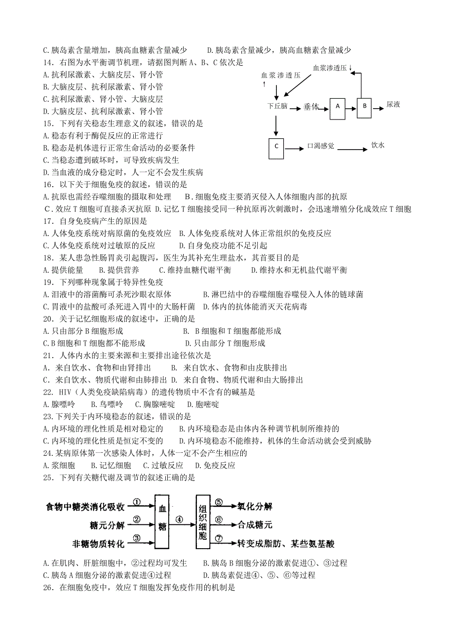 江苏省东台市创新学校2014-2015学年高二生物9月月考试卷（选修）_第2页