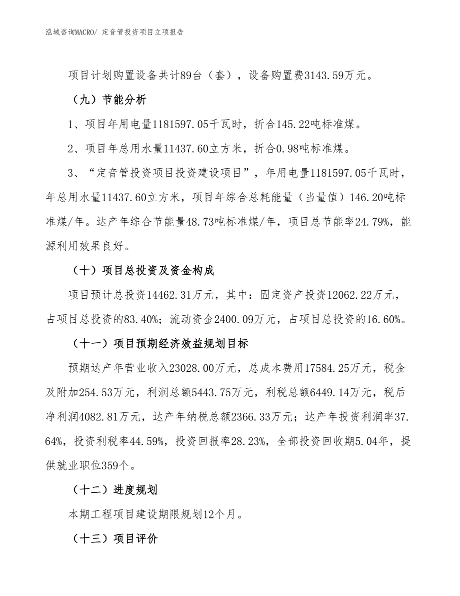 定音管投资项目立项报告_第3页