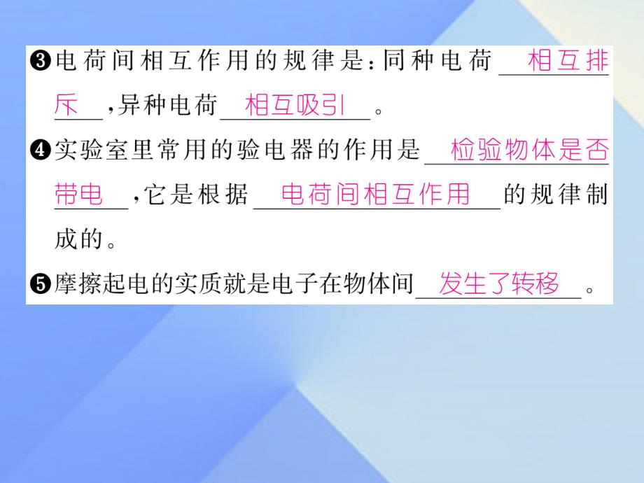 （贵阳专版）2018年秋九年级物理全册 第14章 了解电路 第1节 电是什么作业课件 （新版）沪科版_第3页