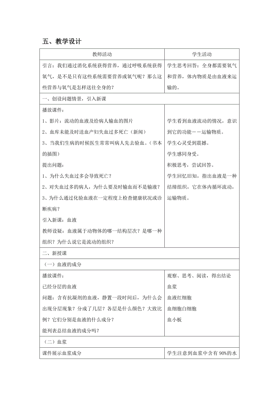 4.1流动的组织血液 教案3（人教版七年级下）.doc_第2页