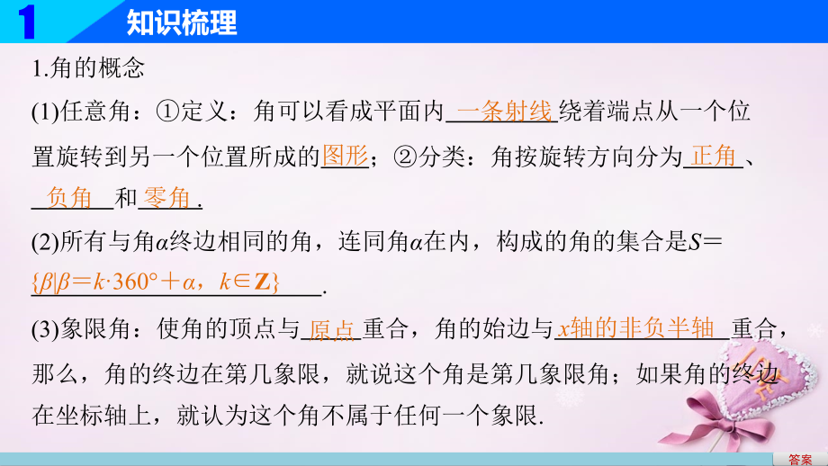 （浙江通用）2018版高考数学一轮复习 第三章 三角函数、解三角形 3.1 任意角、弧度制及任意角的三角函数课件_第4页