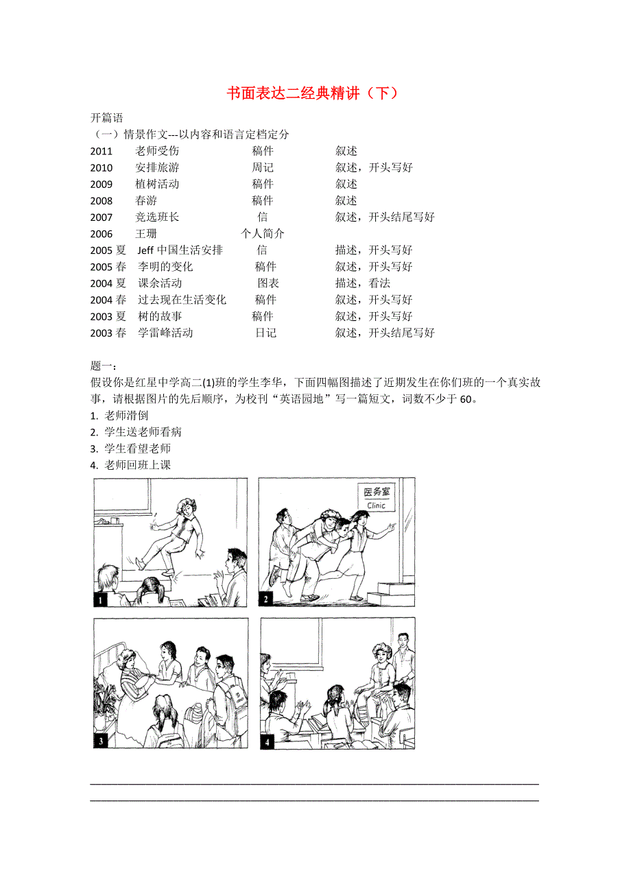 2015年高考英语二轮名校专题精讲 书面表达二经典精讲（下）_第1页