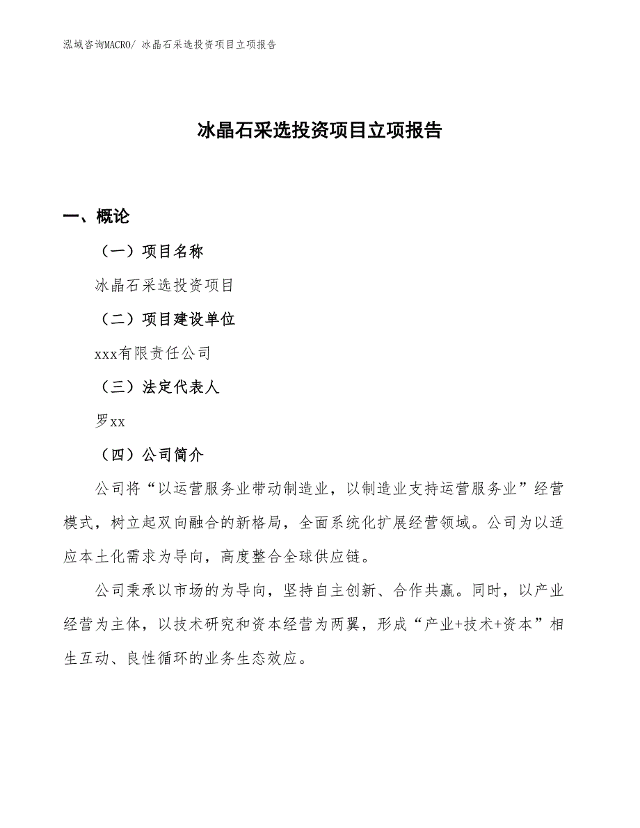 冰晶石采选投资项目立项报告_第1页