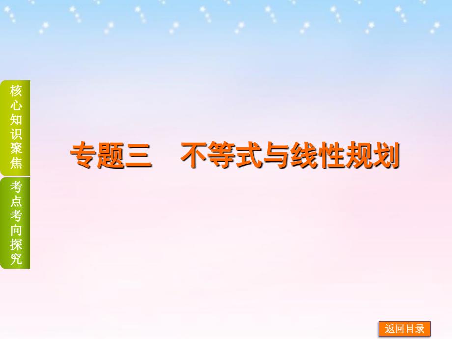 （四川专版）2018高考数学二轮复习 专题三 不等式与线性规划课件 理_第1页