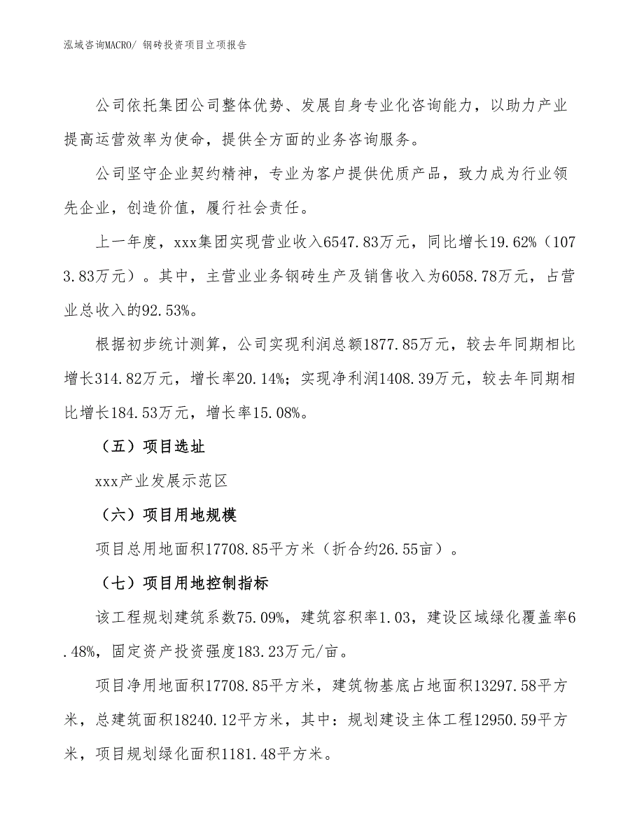 钢砖投资项目立项报告_第2页