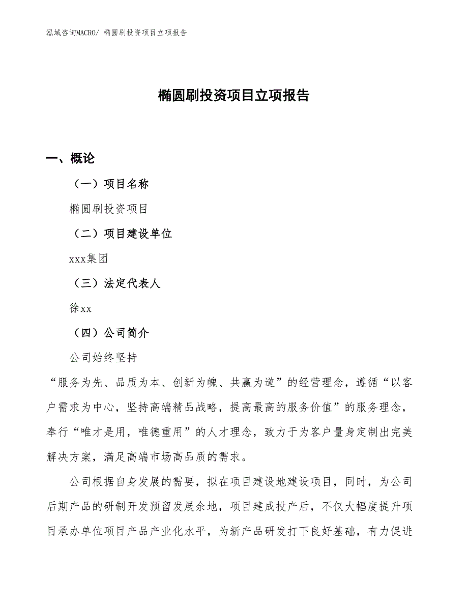 椭圆刷投资项目立项报告_第1页