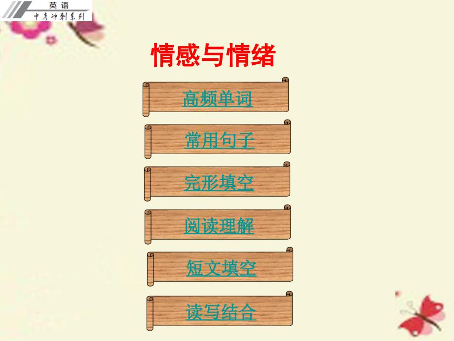 广东省2018中考英语冲刺复习 话题专题训练 情感与情绪课件_第1页