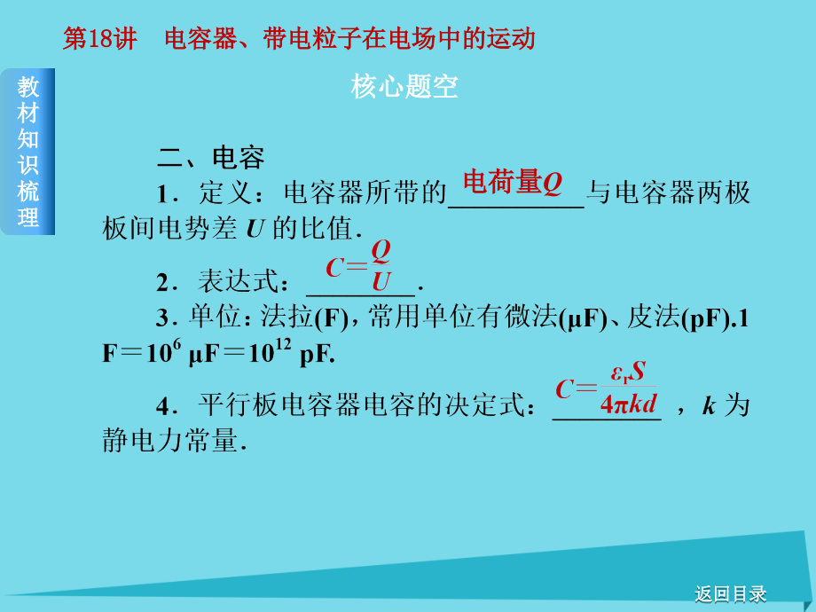 高考复习（全国卷地区专用）2018届高考物理一轮复习 第6单元 静电场 第18讲 电容器、带电粒子在电场中的运动课件 新人教版_第3页