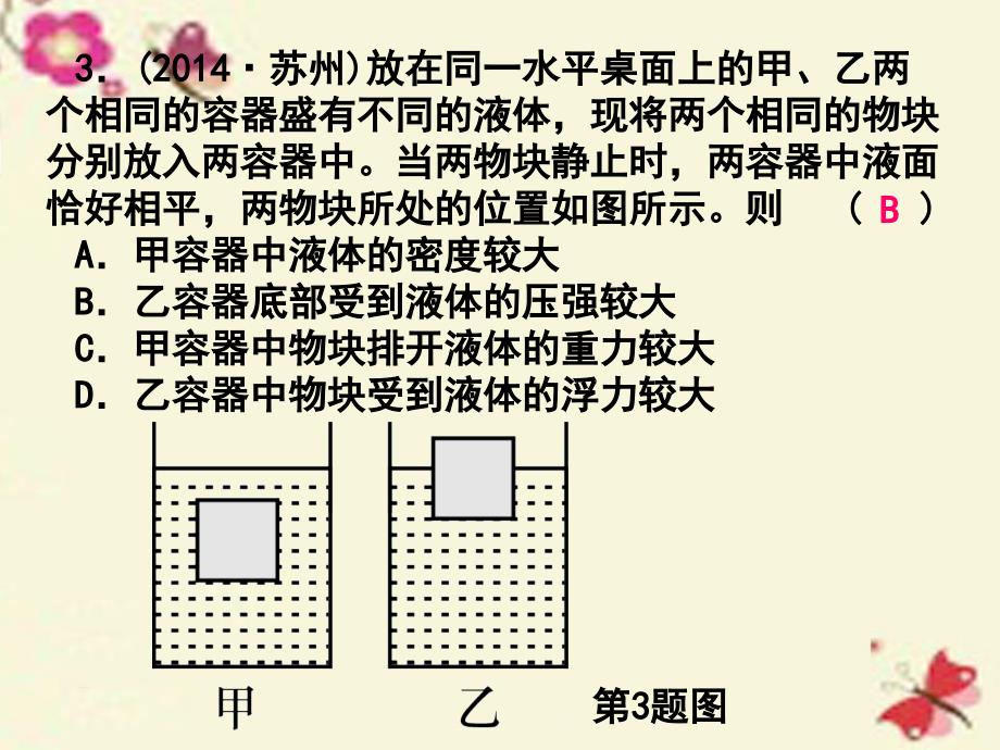 浙江省2018年中考科学第一轮总复习 第二篇 物质科学（一）第18课时 浮力课后练习课件_第4页