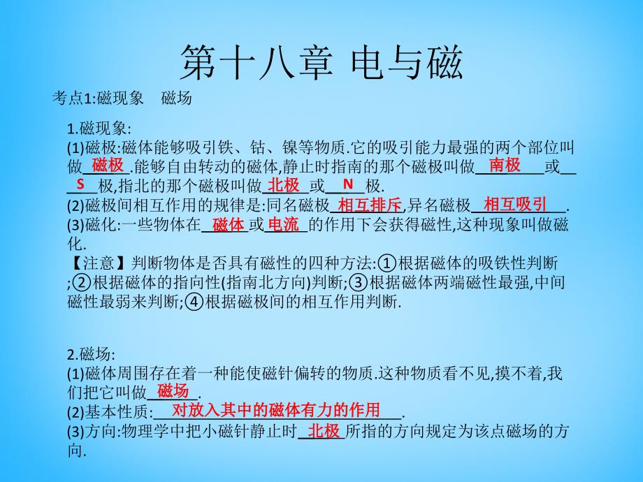 （安徽专用）2018中考物理考点系统复习 第十八章 电与磁课件_第1页