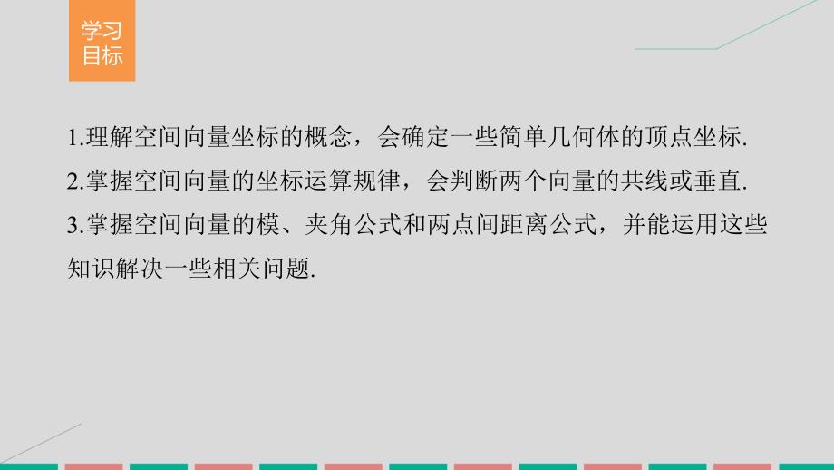 创新设计2017-2018学年高中数学第二章空间向量与立体几何3.3空间向量运算的坐标表示课件北师大版选修_第2页