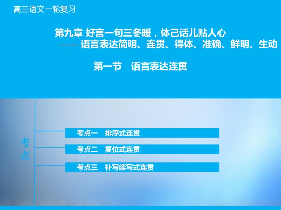 （山东专版）2018年高考语文大一轮复习 专题1.9.1 语言表达连贯课件_第1页