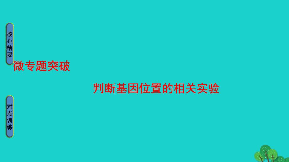 教师用书2017-2018版高中生物第2章染色体与遗传判断基因位置的相关实验微专题突破课件浙科版必修_第1页