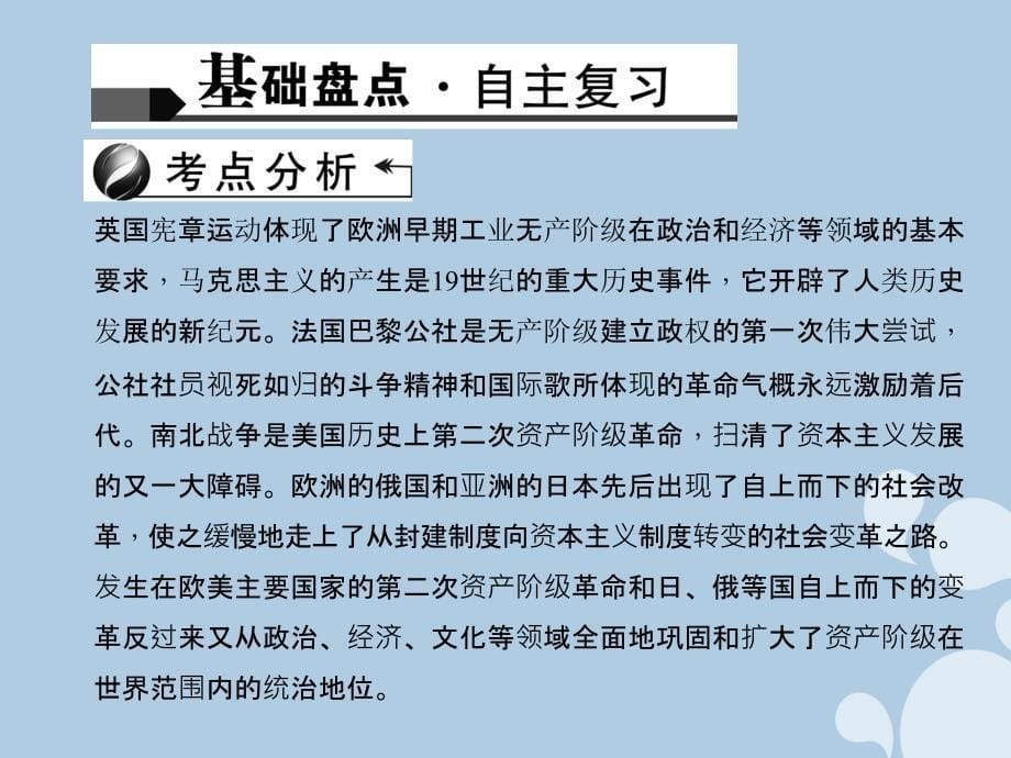 （通用版）2018年中考历史 第五篇 考点26 无产阶级的斗争与资产阶级统治的加强复习课件_第5页