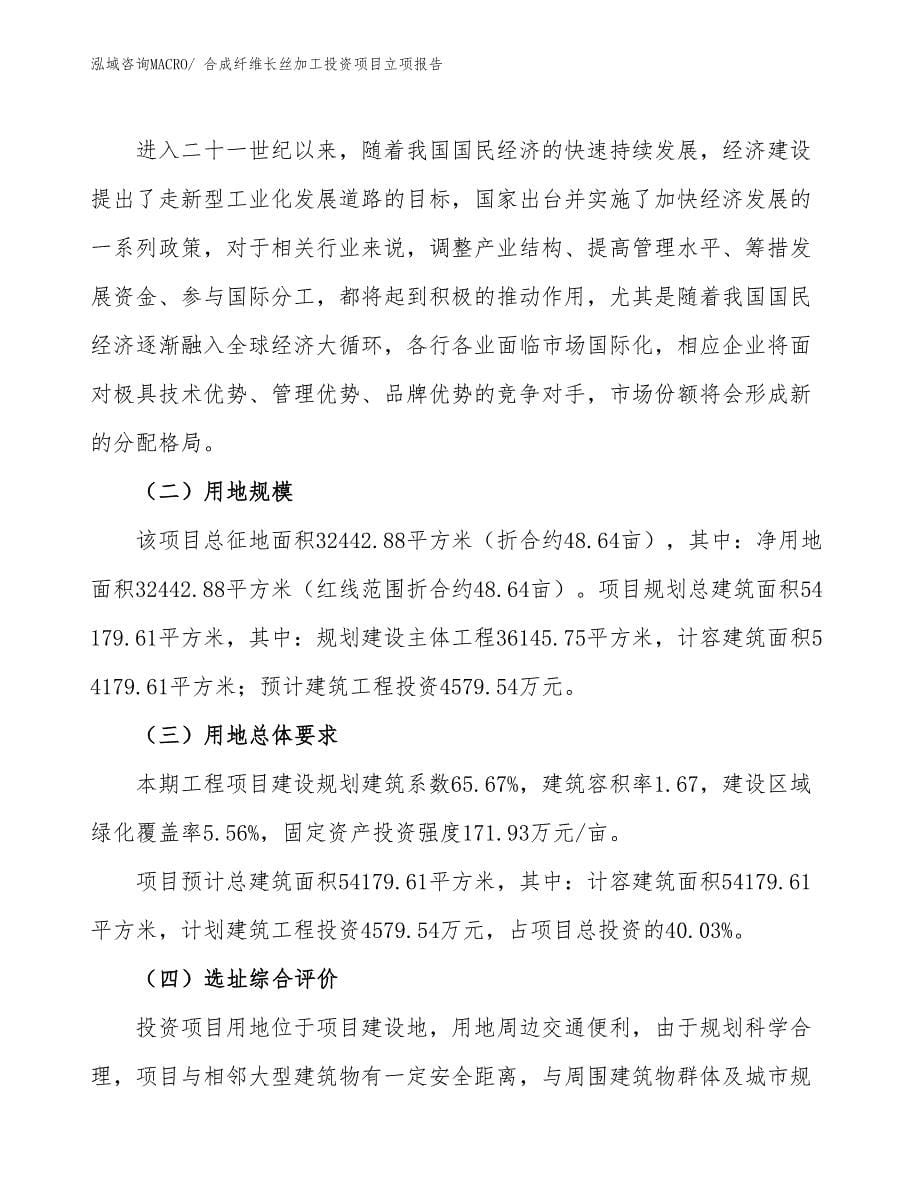 合成纤维长丝加工投资项目立项报告_第5页