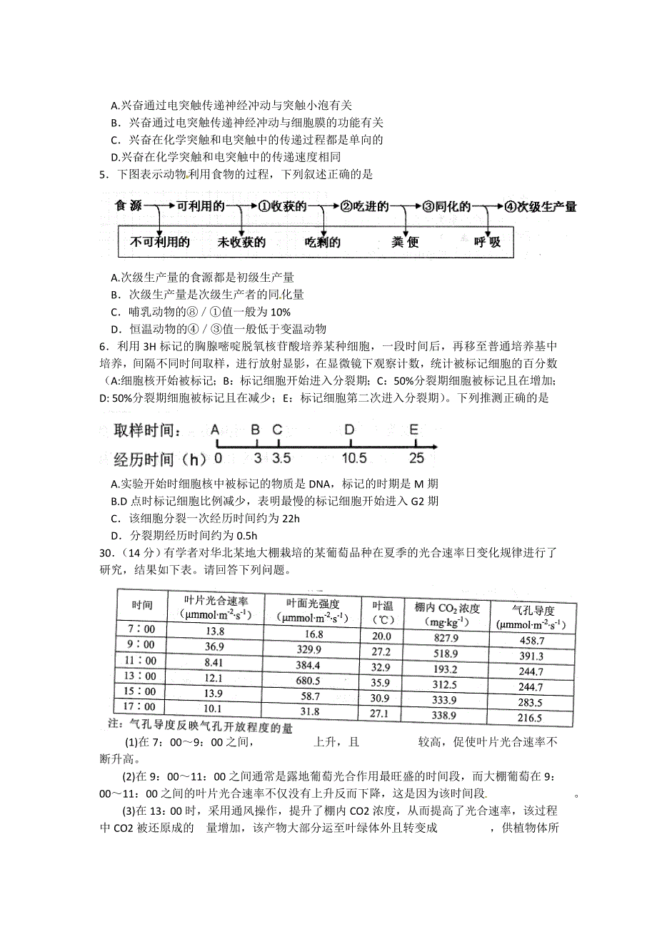 浙江省宁波市2015届高三理综（生物部分）高考模拟考试（二模）试题_第2页