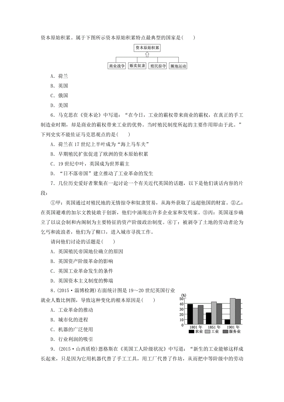 2016届高考历史一轮复习 单元验收评估（5）资本主义世界市场的形成和发展 新人教版_第2页