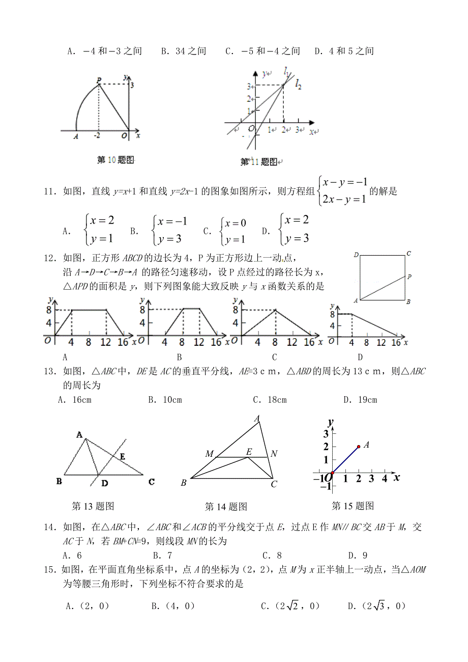 山东省章丘市枣园中学2014-2015学年八年级数学上学期期末考试试题 青岛版_第2页