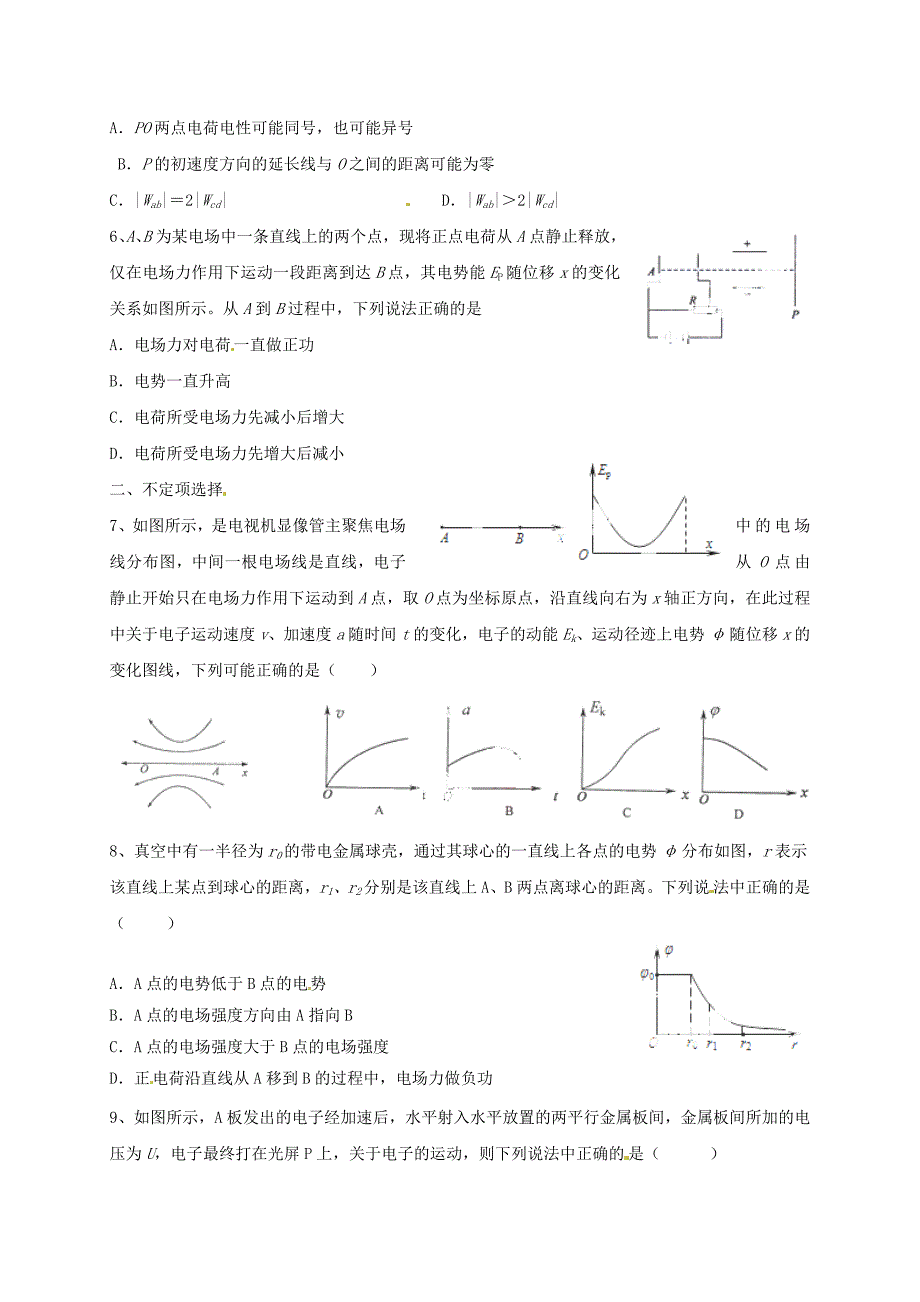 浙江省杭州2015届高考物理 错题练习7_第2页