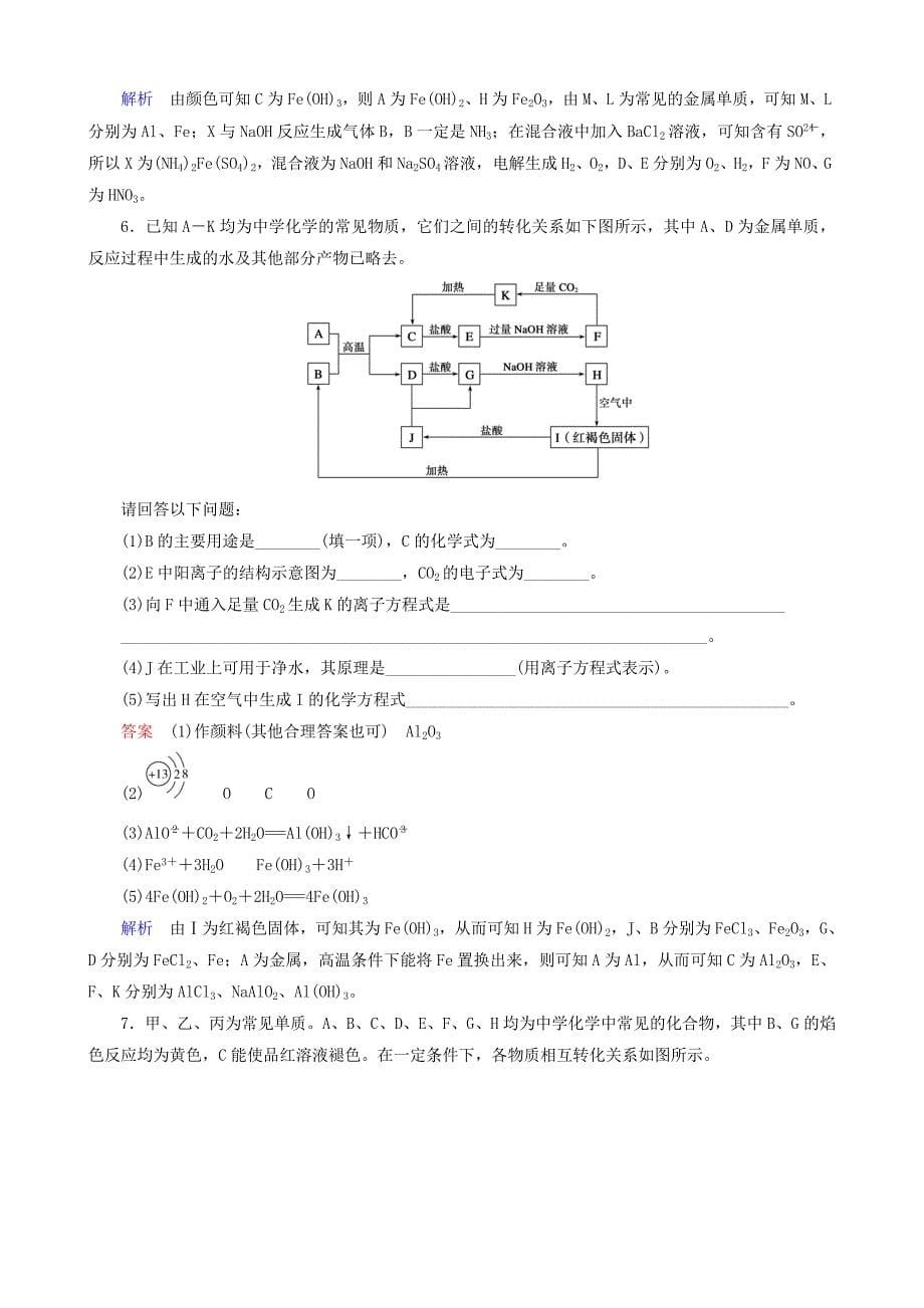 2016届高考化学一轮复习 专题突破3 无机推断题的解题策略_第5页